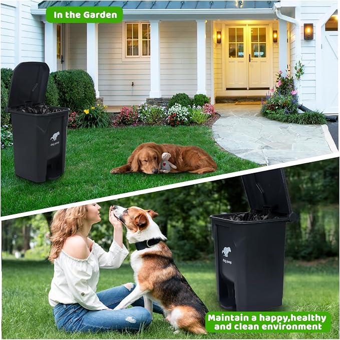 Dog Poop Trash Can Outside, 20L/5Gallon Pedal and Removable Inner Waste Bin, Outdoor Dog Poop Trash Can with 100 Bags, Pet Waste Container for Garden, Black - Image 6