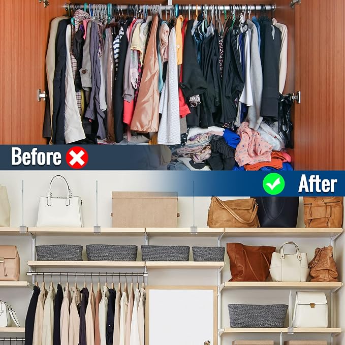 BAUMFEUER 10 Pack Clear Acrylic Shelf Dividers for Closet Shelf Organizer of Bedroom Kitchen Office Bathroom Organizer for Clothes Books Hats and Handbags - Image 5