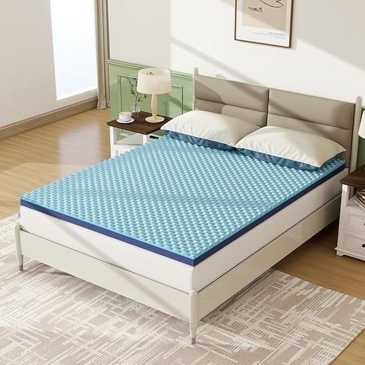 3 Inch Full Mattress Topper Reversible Hard Mattress Topper & Egg Crate Memory Foam Firm Bed Topper for Pressure Relief & Support CertiPUR-US