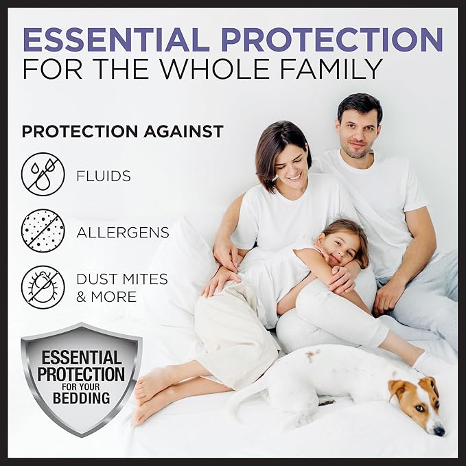Protect-A-Bed Essential Mattress Pad Twin, 100% Waterproof, Dust Mite Barrier Mattress Pad, Breathable & Quiet, Antimicrobial, Fits 11"-18" Mattresses