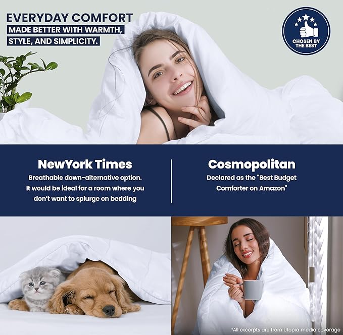 Utopia Bedding California King Comforter Duvet Insert, Quilted White Comforter with Corner Tabs, Box Stitched Down Alternative Comforters California King Size 96 x 102 inches