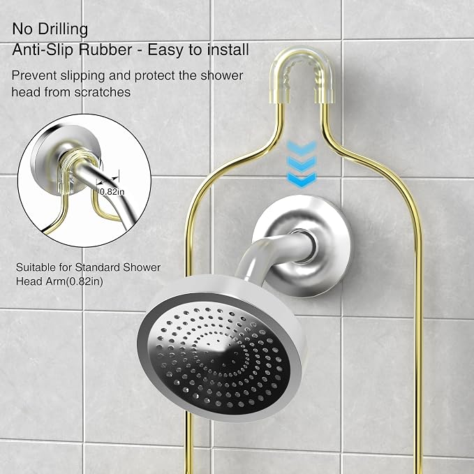 DAOYA Over the Shower Head Caddy - 3 Tier Shower Caddy Hanging, Gold Bathroom Organizer with Soap Holder & Hooks - Image 2