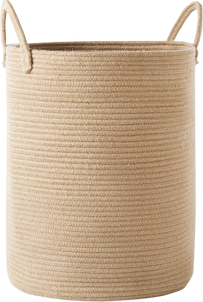 80L Extra Large Jute Laundry Hamper Tall Woven Laudnry Basket Wicker Rope Clothes Hamper Boho Blanket Basket in Living Room Bedroom 16"D x 22"H by MOJOSCEND