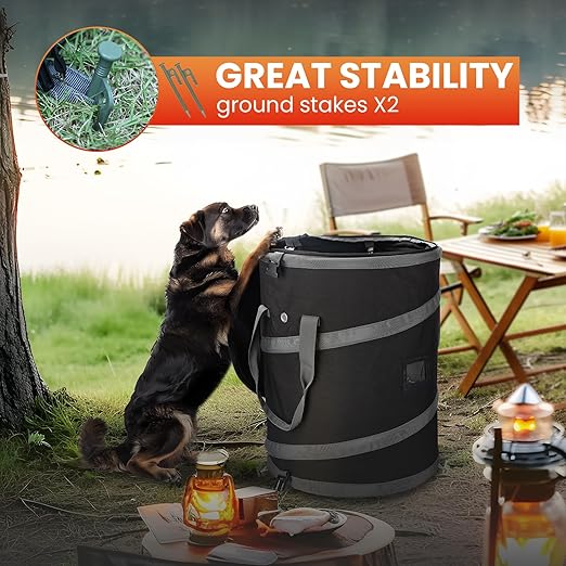 Pop-Up Trash Bin with Removable Divider, Heavy Duty Bottom, Collapsible Storage for Camping, Laundry, Storage and Garden, Waterproof and Tear Resistance Material with Air Vent - Image 6