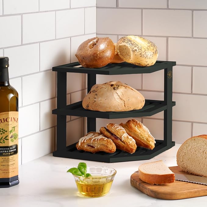 Bambüsi Plate Organizer for Cabinet - Corner Cabinet Organizer and Kitchen Cabinet Organizer Shelf, Kitchen Countertop Organizer for Plates, Dishes and Bowls, Space Saving Corner Rack, Black - Image 2