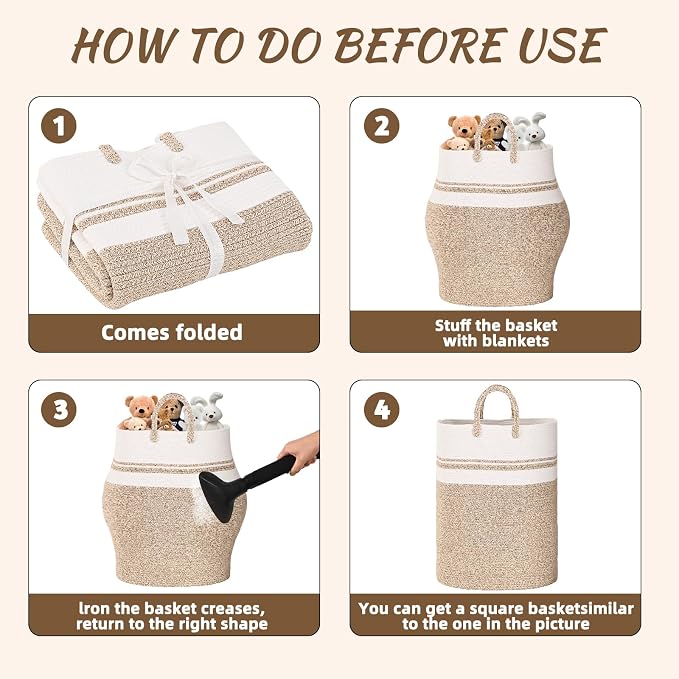 Woven Laundry Basket for Clothes, 65L Large Rectangle Laundry Hampers, Nursery Storage Basket for Toys, Tall Dirty Clothes Hamper for Bedroom Aesthetic, Bathroom, Laundry Room - Image 9