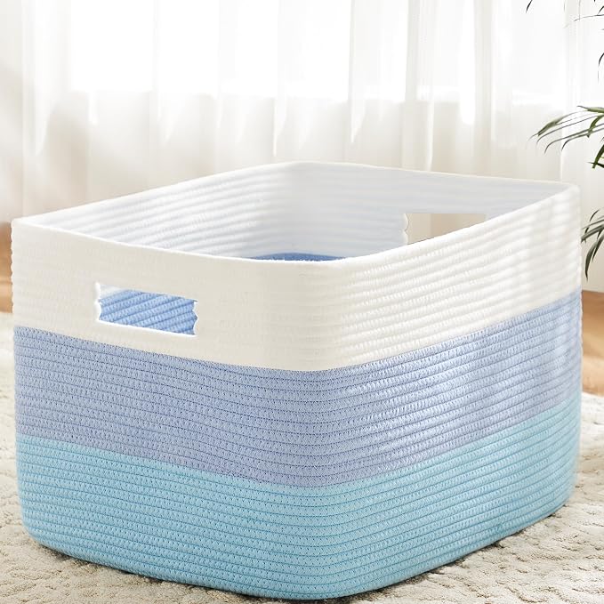Artfeel Blanket Basket,Rectangle Woven Baskets for Storage,65L Laundry Basket for Decorative Nursery Blanket,Toys,Dirty Clothes and Magazine in Shelves,Baby Room,and Living Room by Artfeel