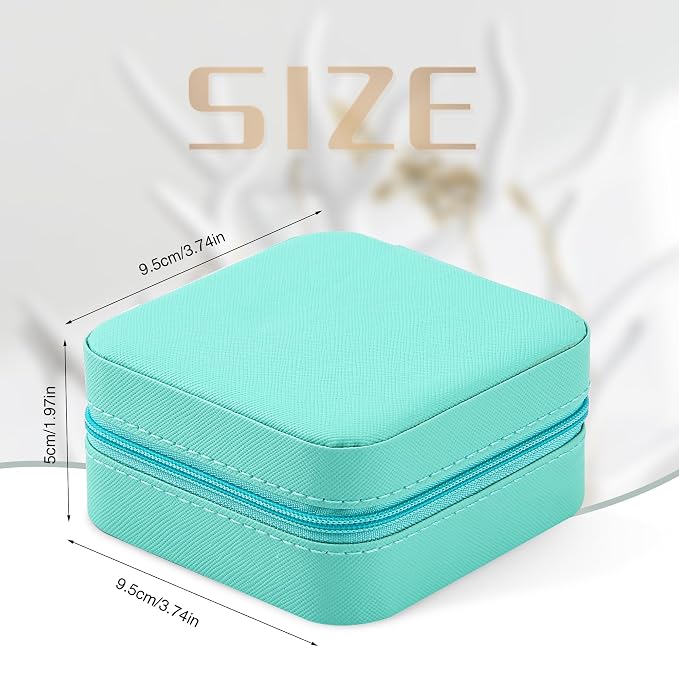 Neveika Jewelry Box with Mirror,Small Jewelry Organizer Box，Travel Jewelry Case for Women，Gift Jewelry Boxes for Female Girls (2pcs mirror blue) - Image 2