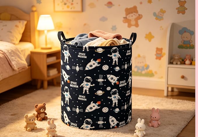 Baby Laundry Hamper kids laundry Basket Waterproof Laundry Bag for Bedroom Toy Clothes Organizer Room Décor(Astronaut) - Image 4