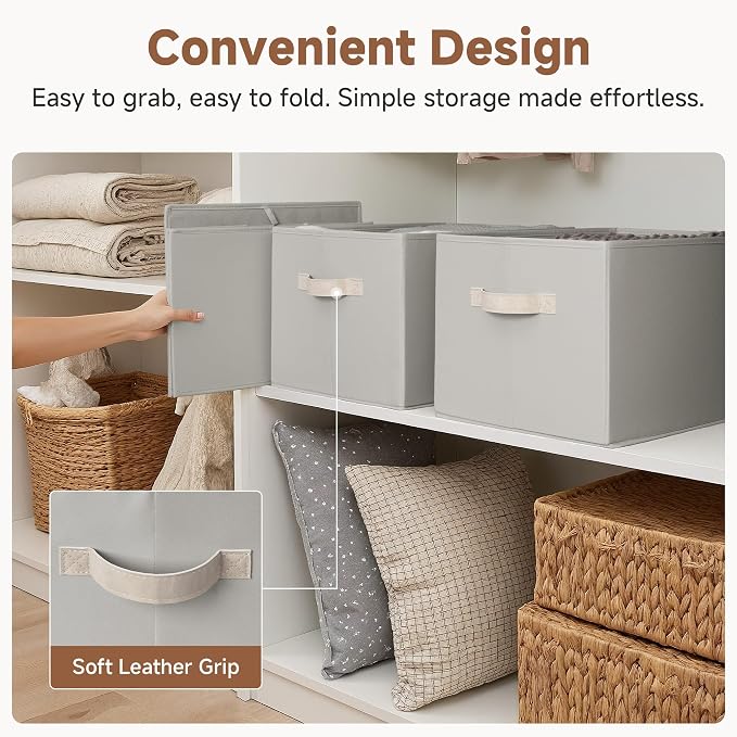 StorageWorks Storage Baskets for Shelves, Fabric Storage Bins, Closet Organization and Storage Baskets, Organizer Bins for Clothes, Light Gray, Extra Large, 3-Pack - Image 6
