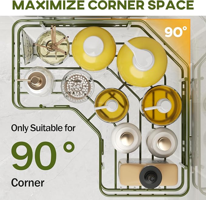 MAXIFFE 3 Pack X-Large Corner Shower Caddy with Soap Holder, Large Capacity Easy Install No Drilling Stainless Steel Hold 40 LB Shower Organizer Shelves Rack for Family Renters Bathroom, Forest Green - Image 2