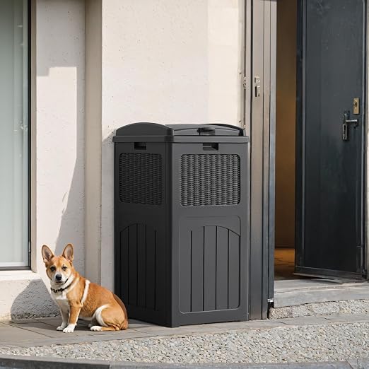 Flamaker 30 Gallon Trash Can, Resin Outdoor Garbage Can with Lid, Waterproof Hideaway Patio Waste Bins for Outside Use (Gray) - Image 5