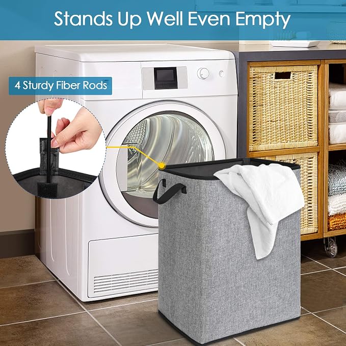 SNIGJAT Clothes Laundry Hamper for Bedroom, Lightweight Dirty Clothes College Hamper Collapsible for Small Space, Sturdy Laundry Basket with Handles for Bathroom Closet, 70 L - Image 3