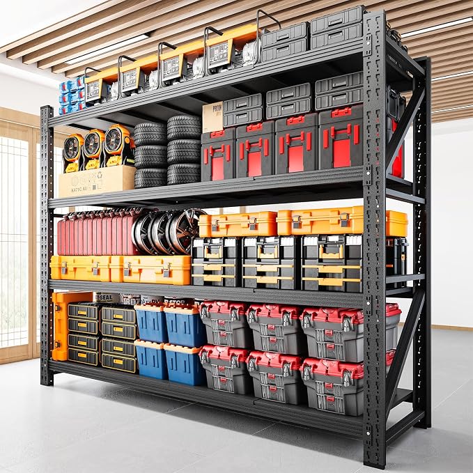 RAVIGIN 7000LBS Storage Shelves,79" W Garage Shelving Heavy Duty Metal Adjustable Garage Shelves, Shelving Units Industrial Shelving for Warehouse,79" W x 24" D x 79" H,Black by RAVIGIN