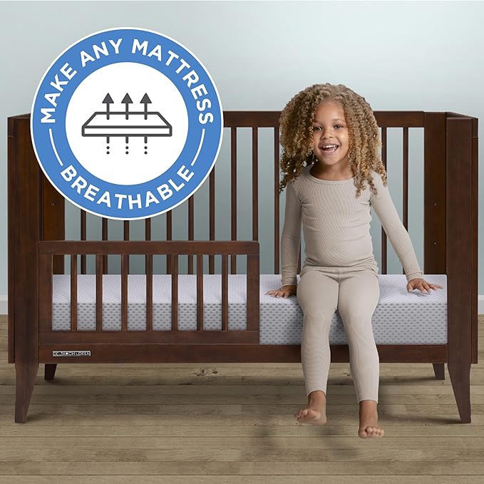 Delta Children Breathable Crib Mattress Pad Cover - 100% Breathable Mattress Pad Cover for Cribs - Elastic Edges for Secure, Universal Fit - Machine Washable - 1 Pack, Blue