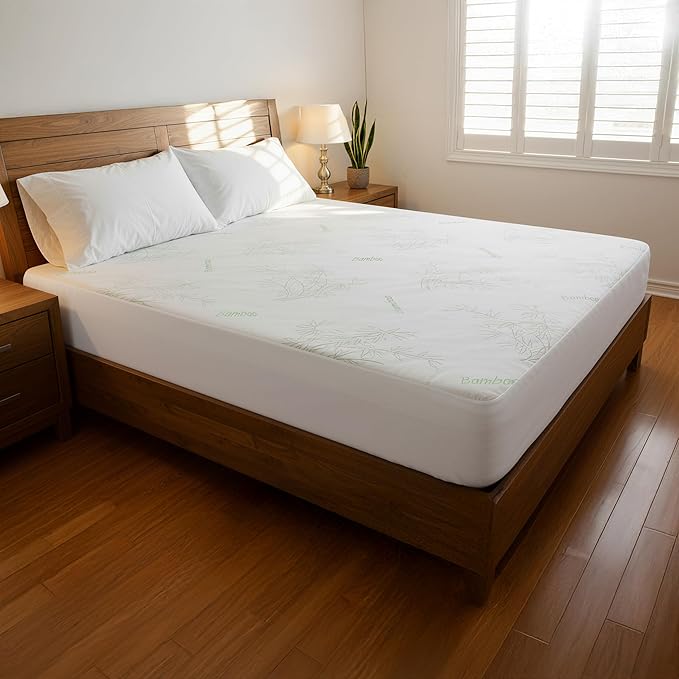 Waterproof Mattress Protector Cover- Bamboo Viscose 260 GSM Mattress Cover, Breathable, Noiseless, Fitted Style, Fits Upto 15 Inches deep Mattress (California King)