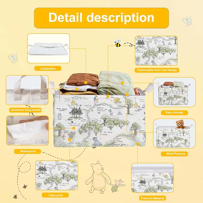 Winnie Nursery Baby Stuff, Winnie Storage Basket, Winnie Nursery Storage Baske Storage Basket With A Waterproof PE Coating, Storage Baskets Suitable For Bathroom and Bedroom - Image 3