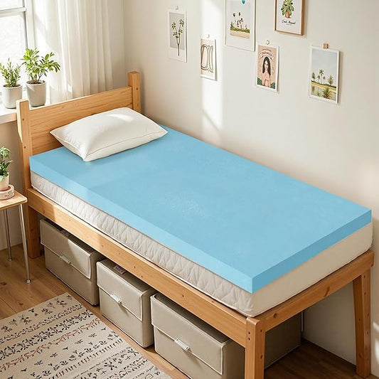 SyMax Memory Foam Mattress Topper, Gel Infused Foam Topper, Breathable Bed Topper, Pressure Relieving, CertiPUR-US Certified, 4 Inch, Twin XL Size