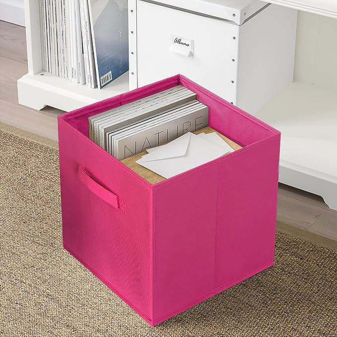 ShellKingdom Storage Bins, Foldable Fabric Storage Cubes And Cloth Storage Organizer Drawer For Closet And Toys Storage, 6 Pack (Fuchsia) - Image 6