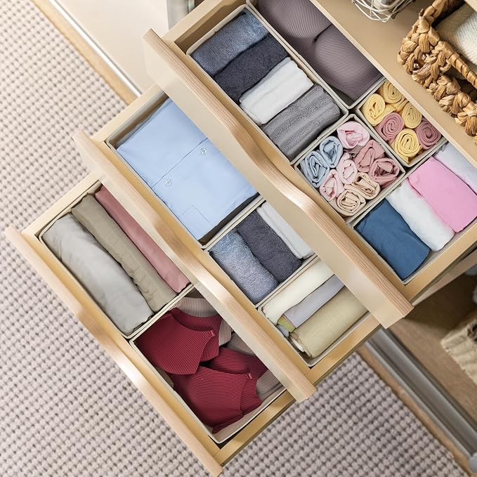 Kootek 16 Pack Drawer Organizer Clothes, Dresser Drawer Organizers for Clothing Fabric Foldable Closet Organizers and Storage Bins for Baby Clothes, Nursery, Underwear, Bras, Socks - Image 5