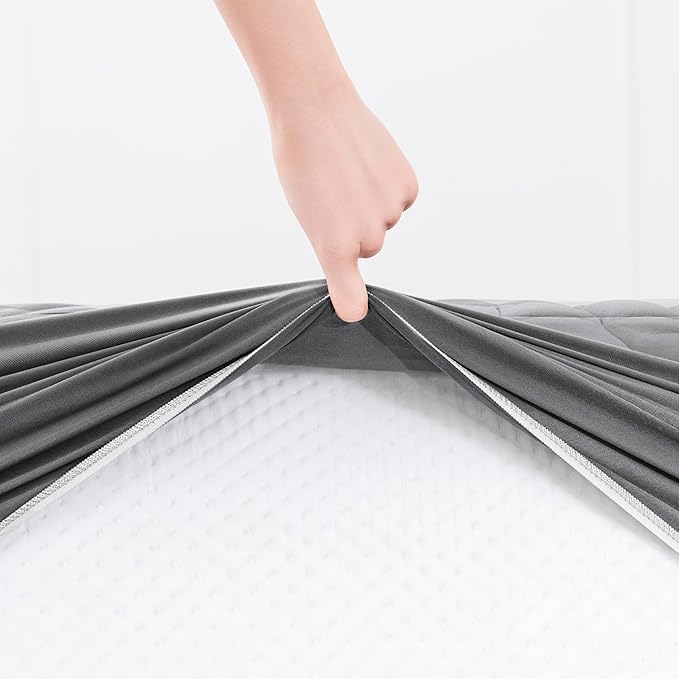 Hearth & Harbor 12 Pack Twin Size Quilted Fitted Mattress Pad Cover, 100% Waterproof Mattress Protectors, Deep Pocket Fitted Mattress Cover 8" - 21" (39" x 75", Gray)