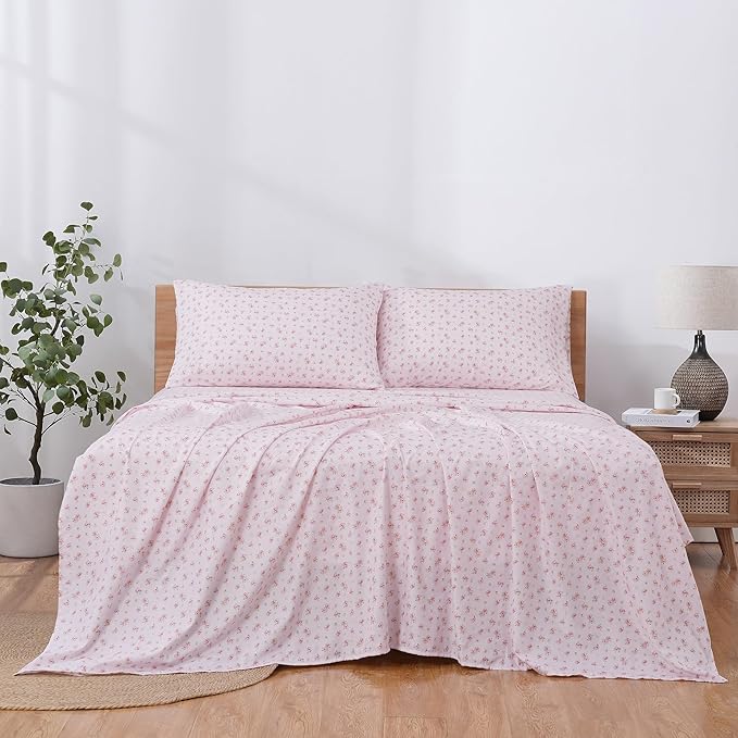 Modern Threads Silky Soft Microfiber and Wrinkle Free Sheets - Luxurious Microfiber Bed Sheets Includes Flat Sheet, Fitted Sheet with Deep Pockets, & Pillowcases Blush, California King