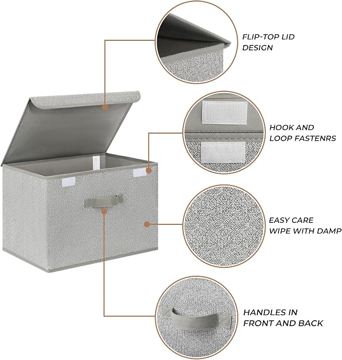 GRANNY SAYS Closet Storage Bins, Storage Boxes with Lids, Clothes Organizing Bins, Lidded Baskets for Toys, Clothing, Gray, Extra Large, 2-Pack - Image 5