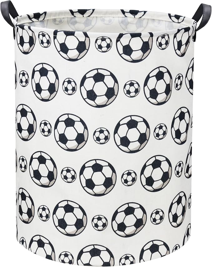 Kids Laundry Basket Soccer Hamper for Nursery Hamper Cute Kids Storage Bin Organizer Room Decor for Home(Black soccer) by DDBASKET