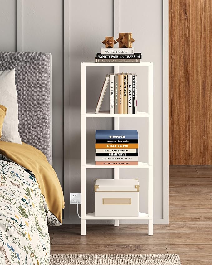 TUTOTAK Corner Shelf, 4-Tier Corner Bookshelf for Small Space, Narrow Display Corner Shelf Stand with Storage Rack, for Living Room, Bedroom, White BS05BW004L - Image 8