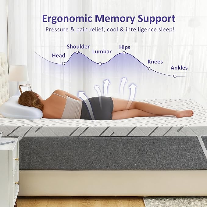 3 Inch Gel Memory Foam Mattress Topper Full Size with Removable & Washable Viscose Made from Bamboo Cooling Breathable Cover, Soft Bed Topper for Back Pain, CertiPUR-US Certified
