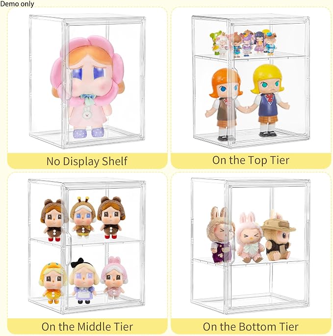 LXLXXL Acrylic Display Case with Removable Shelf Compatible with Labubu POP MART 2 Tier Figure Display Case for Collectibles Cosmetic Clear Acrylic Box - Image 3
