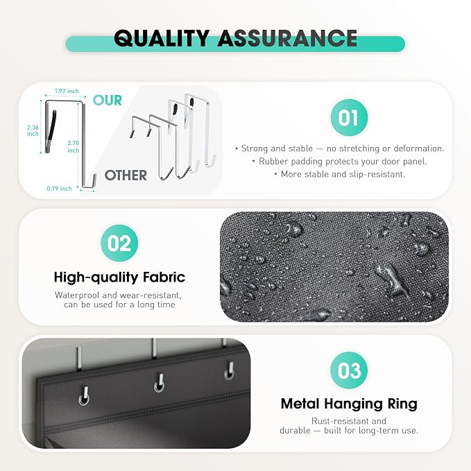 WVM Over The Door Shoe Organizer with Large Deep Pockets, Hanging Closet Shoe Rack for Large Shoes, Boots, Multifunctional Entryway Door Hanger with Hooks - Image 6