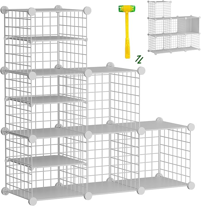 Wire Cube Storage Organizer, 6 Cubes Converted into 7 Cubes, Sturdy Metal Grids Storage Shelf Closet Shelving Units and Storage, Shelves for Bedroom LIvingroom Office by Kiivoena