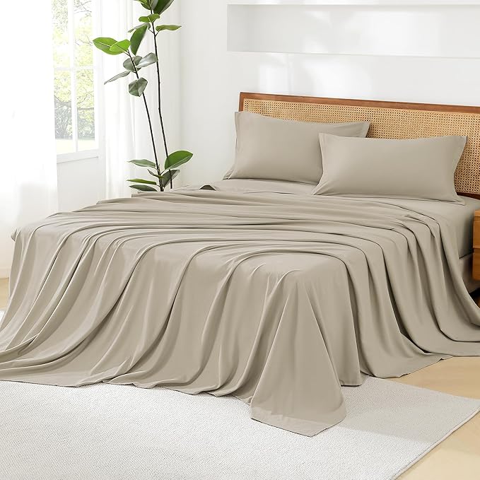 Litanika Light Hazel Full Size Comforter Set with Sheets - 7 Pieces Bed in a Bag Full Boho Tufted Complete Bedding Sets with Comforter, Sheets, Pillowcases & Shams