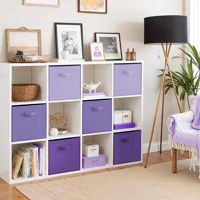 Cupic Cupid 13 Inch Storage Cube, Fabric Cube Storage Bin with Handles, Storage Cube Organizer for Clothes and Toys, Collapsible Cube Bins for Closet, Shelves, Nursery, 6-Pack, Purple Gradient - Image 3