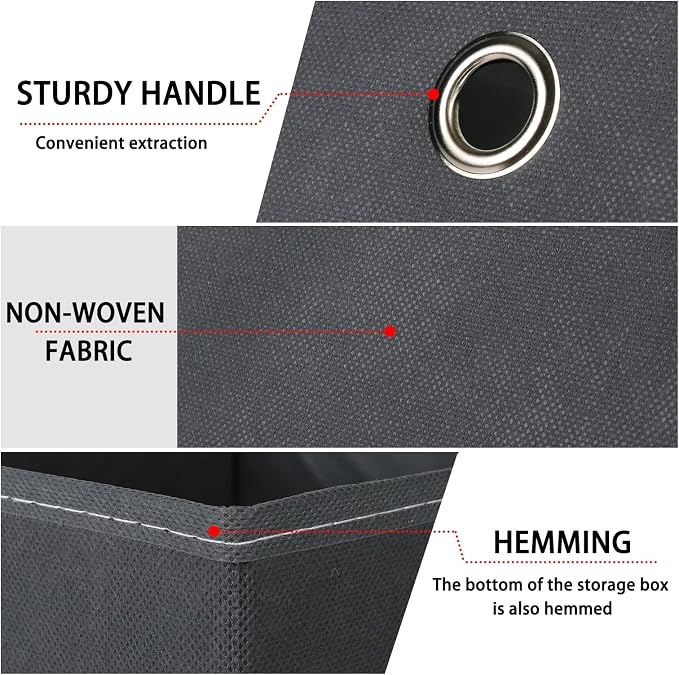 Foldable Storage Cubes Bins ,11 Inch Cloth Storage Cube Fabric Storage Box Cubes Organizer Baskets with Handles for Home Organizer Set of 10 (Grey) - Image 7
