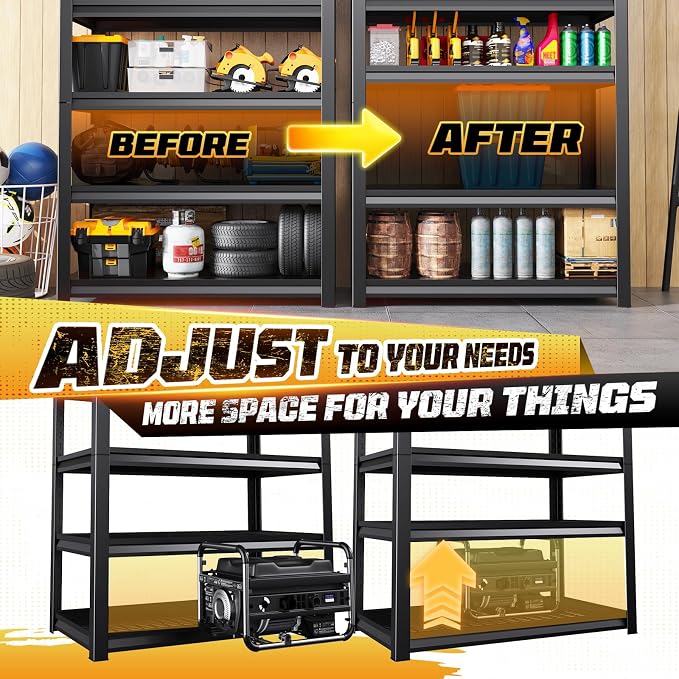 Garage Storage Shelves 5-Tier,Garage Storage System Shelves Adjustable,Storage Shelving for Basement,Pantry,Kitchen,Warehouse (1, 72" H x35 W x 16" D) - Image 4