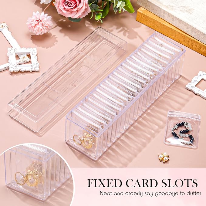 Kenning 63 Pcs Acrylic Jewelry Case Organizer, Clear Jewelry Organizers Holder with Portable Anti Tarnish Storage Bags for Rings, Earrings, Necklaces, Ideal Gifts for Women (Clear) - Image 6