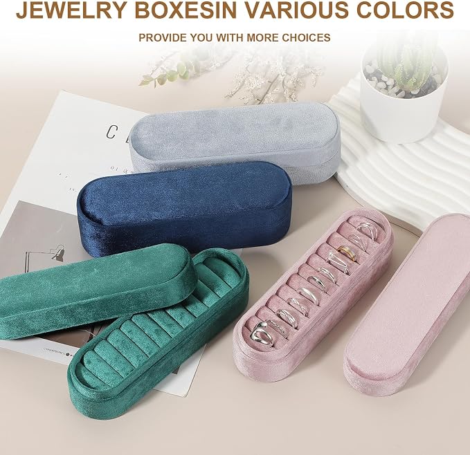 uxcell Velvet Ring Box, 11 Slots Travel Jewelry Case Ring Holder Organizer for Women Gift Proposal Christmas, White - Image 7