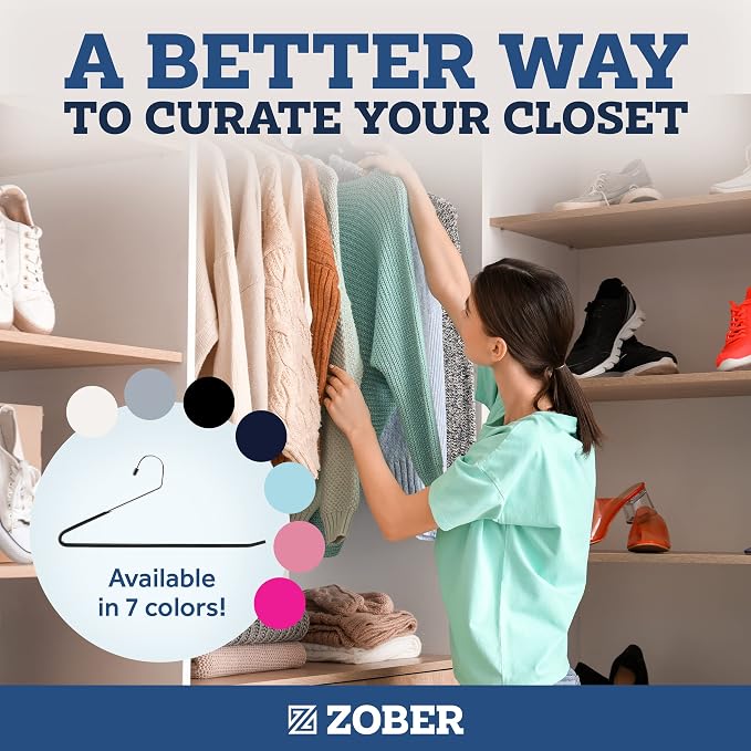 Zober Pants Hangers Non Slip - Open Ended Pants and Jean Hangers for Closet - Space Saving Clothes Hanger - Strong, Durable, Metal Pant Hangers (Black) - Image 8