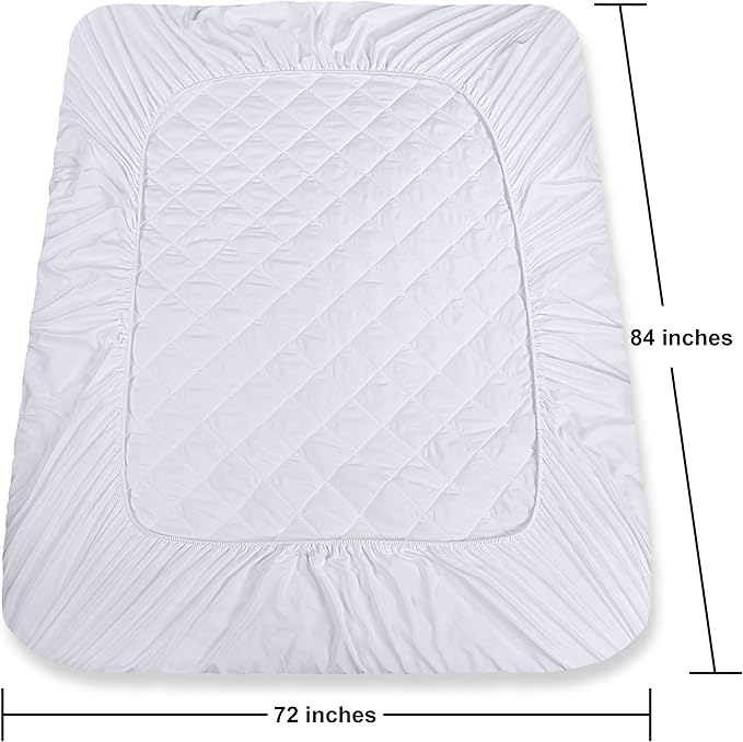 Utopia Bedding Quilted Fitted Mattress Pad, California King Size, Elastic Fitted Mattress Topper Protector and Cover with Deep Pocket Stretches up to 16 Inches, Machine Washable (White) (Pack of 2)