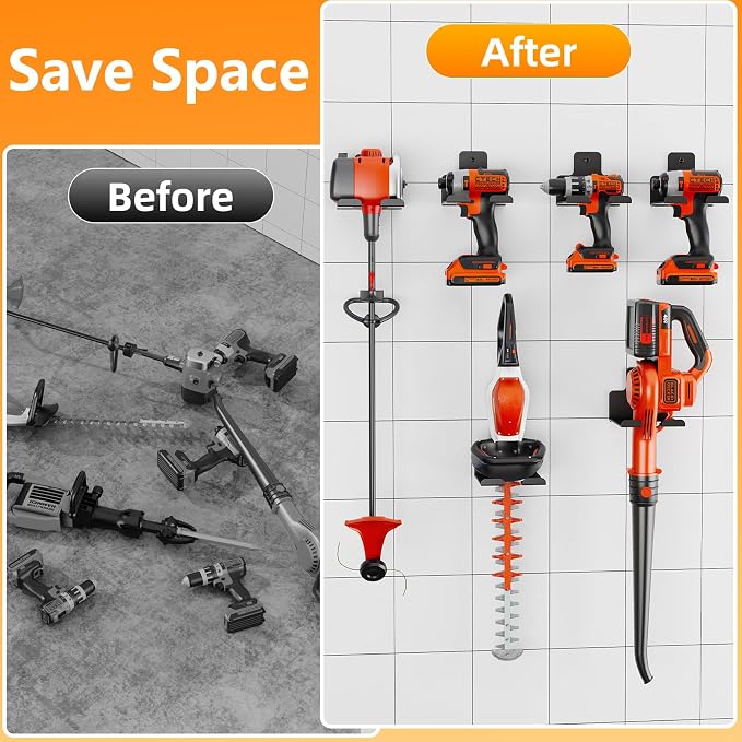 Garage Organization Wall Mounted Storage Rack, Heavy Duty Tool Hanger for Grass Trimmer, Hedge Trimmer, Weed Wacker and Garden Power Tools, 1 Pack - Image 6