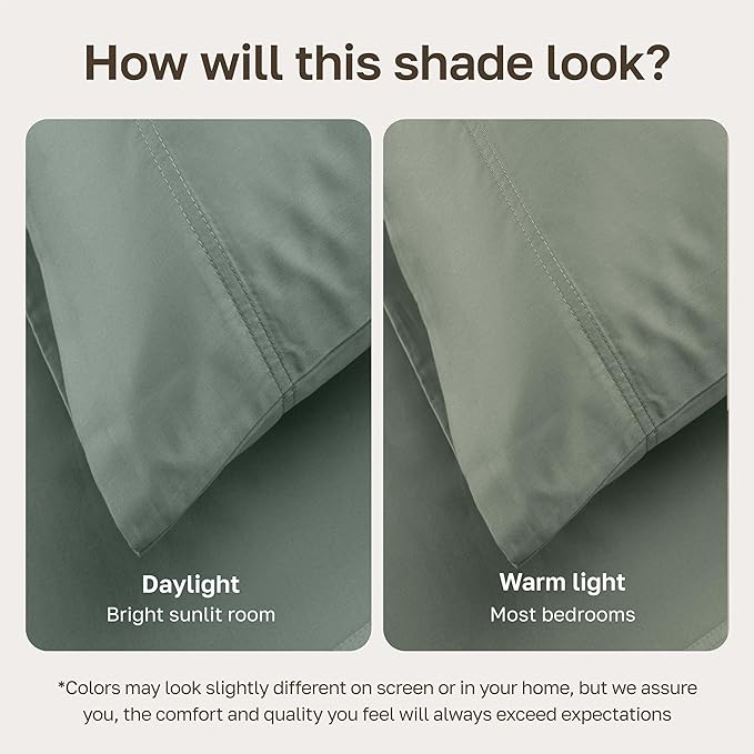 California Design Den Split King Sheet Set - 100% Cotton, Luxury 600 Thread Count, Breathable Split King Size Sheets for Adjustable Bed, Luxury Durable Sheets, Soft Sateen (Sage Green - Cool Tone)