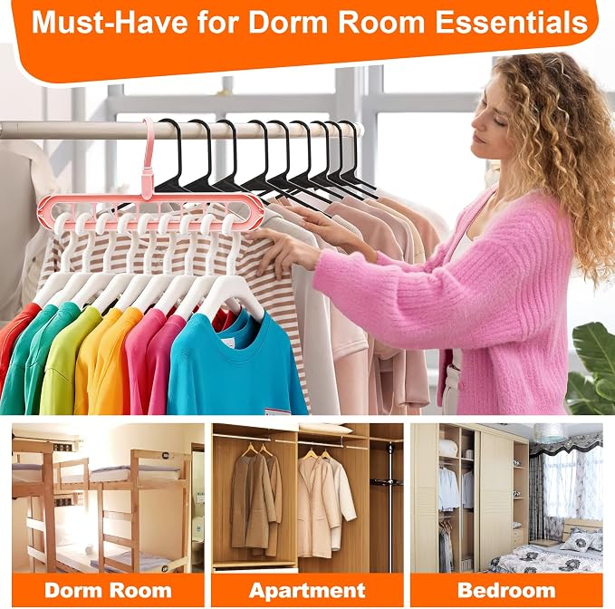 Closet Organizers and Storage,College Dorm Room Essentials,Pack of 6 Multifunctional Organizer Magic Space Saving Hangers with 9 Holes Storage Organization for Wardrobe Closet - Image 6