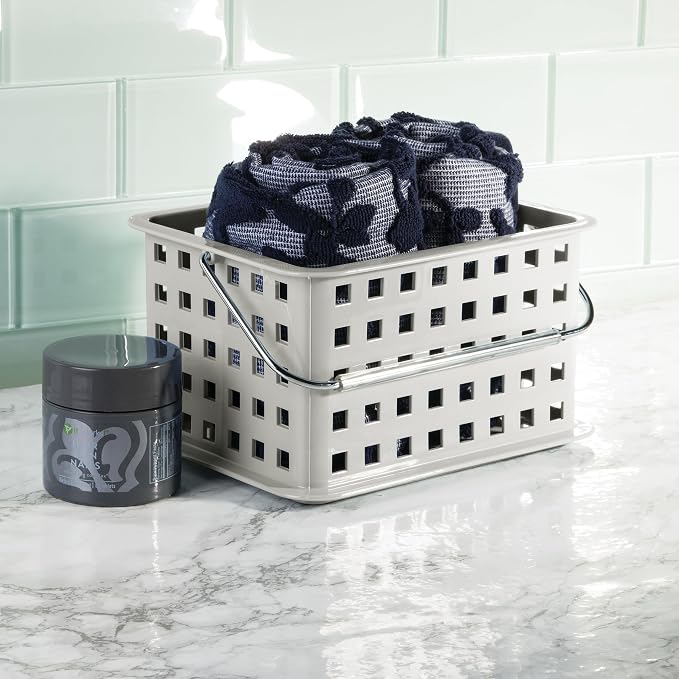 iDesign Shower Caddy Basket with Handle for Bathroom or College Dorm, Light Gray, Made in USA - Image 3