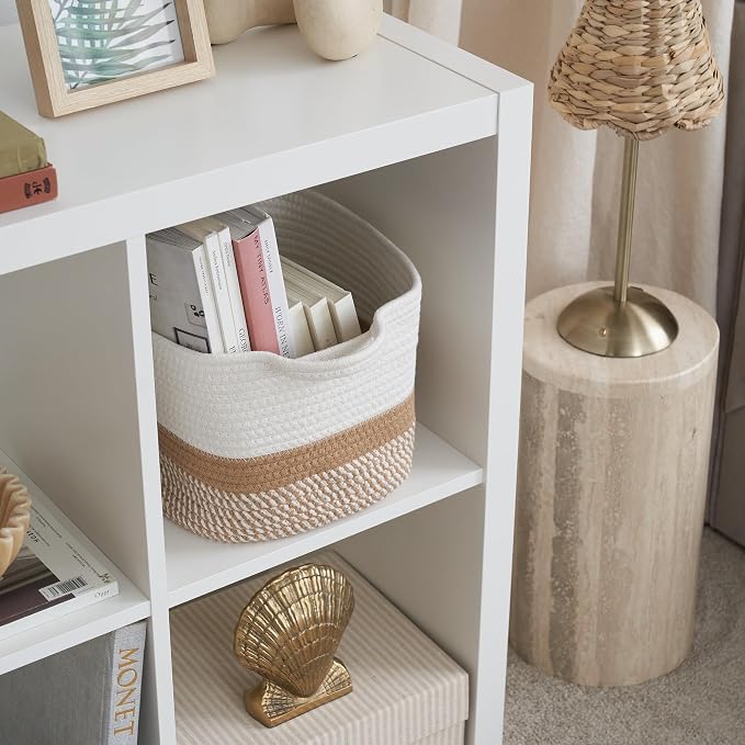 Stylish Cotton Rope Storage Basket For Dog Toys, Magazines or Books - The Perfect Woven Bin with Handles For Everyday Organization Reduces Clutter in Your Rooms - A Decorative Gift & Storage Box - Image 2