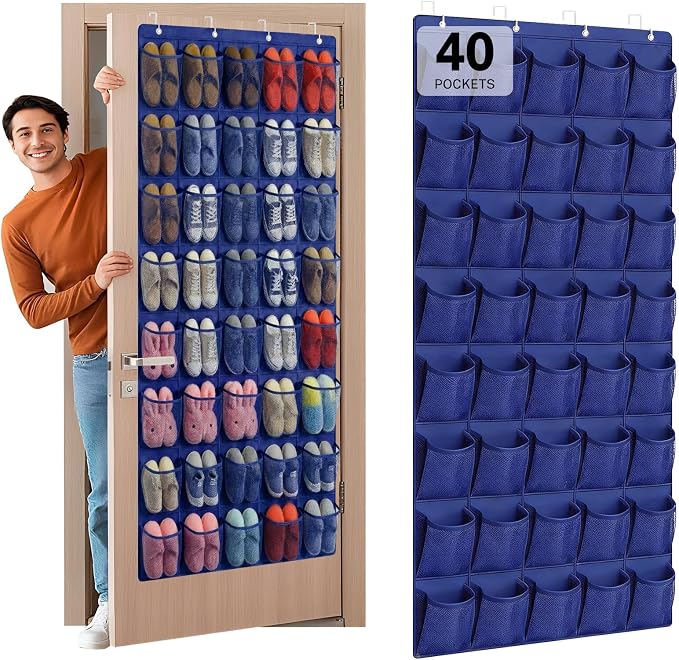 40-Pocket Over the Door Shoe Organizer - Large Mesh Pocket Hanging Shoe Organizer,Behind the Door Shoes Storage Holder Hanger by Unknown