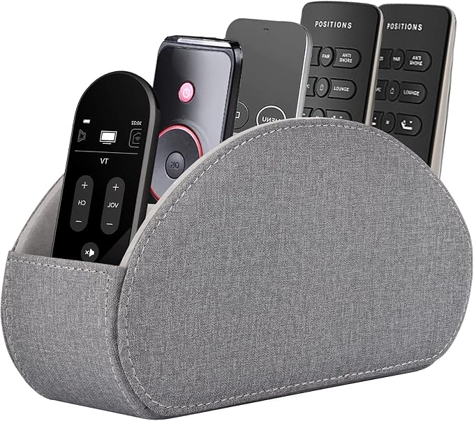 Remote Control Holder,TV Remote Caddy/Box with 5 Compartments,Bedside Table Organizer for Controller,Glasses,makeup brushes,jewelry and Media Player,Pen/Pencil Storage (Grey) by RHCSZ