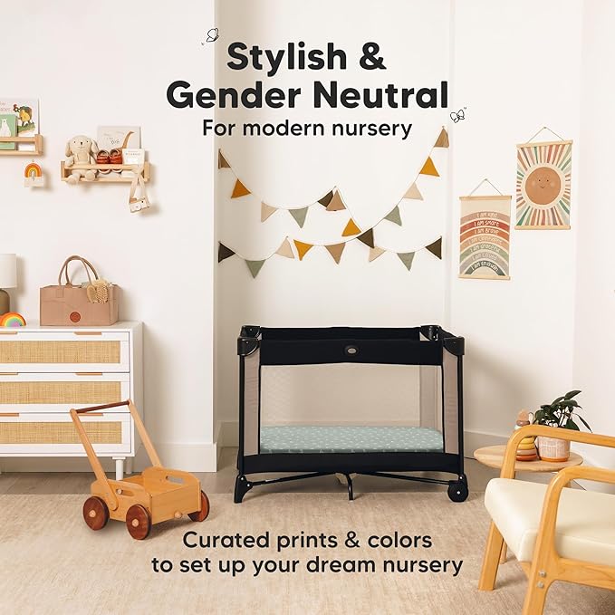 Pack and Play Sheets Fitted - 2-Pack Mini Crib Sheets for Pack N Play Mattress 38x26, Soft & Cozy, Neutral Toddler Playard Bedding, Snug Fitted Mini Baby Crib Mattress Cover Boy, Girl (Prairie)