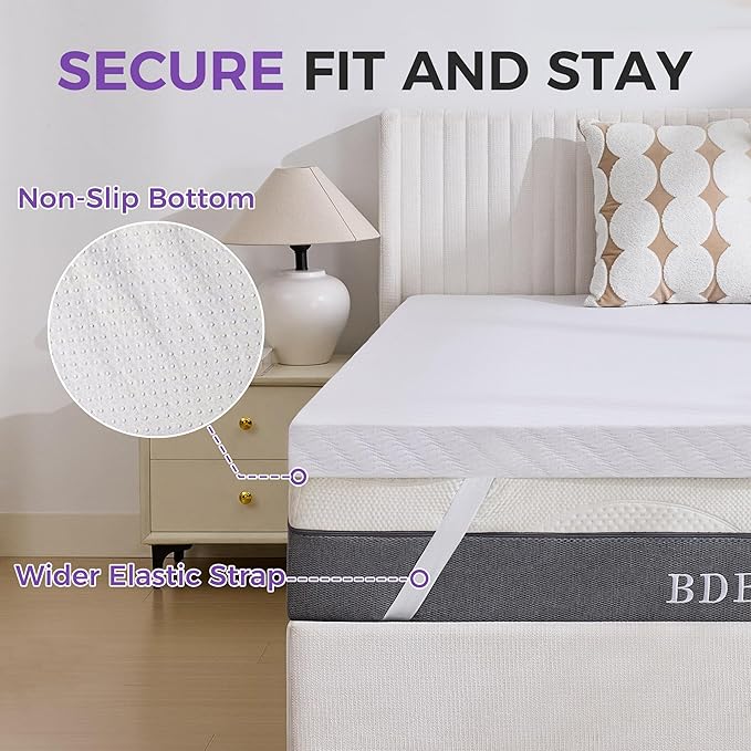 BDEUS Twin XL Size 2 Inch Gel Memory Foam Mattress Topper for College Dorm, Supportive Pressure Relief Bed Topper with Removable Washable Cover, CertiPUR-US Certified